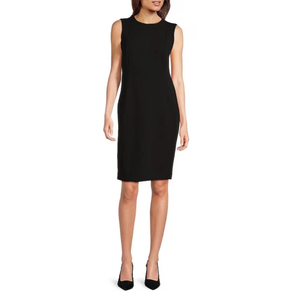 Calvin Klein Women's Black Sheath Dress Size 8 sleeveless Midi